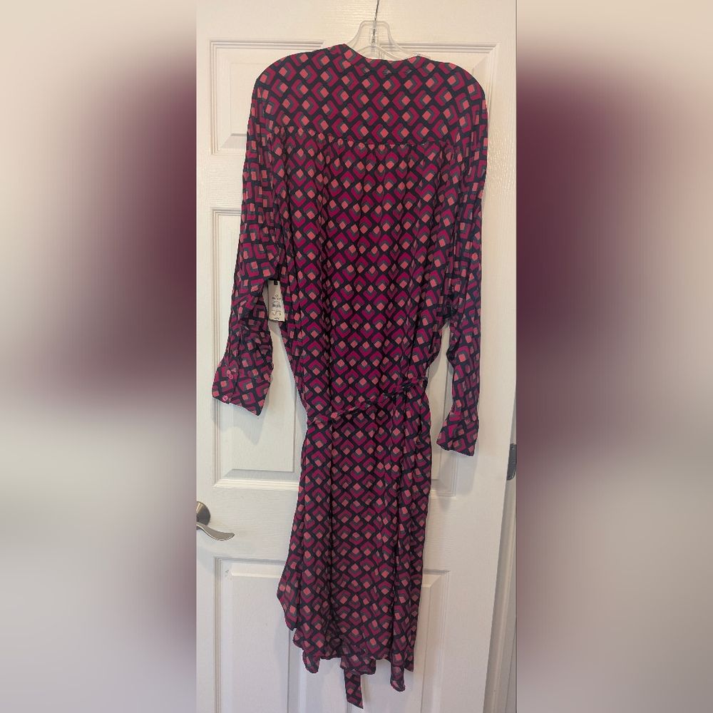Nwt Terra & Sky Maxi Plus Size 4x Midi Shirtdress Stylish Geometric Button Down — image 4 of 8